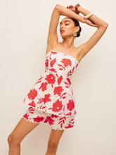 Floral Strapless Top With Pockets Shorts Set